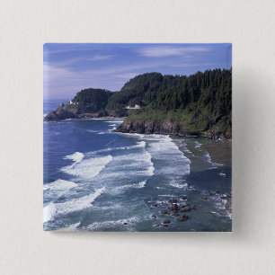 OR, Oregon Coast, Heceta Head Lighthouse, on 2 Inch Square Button