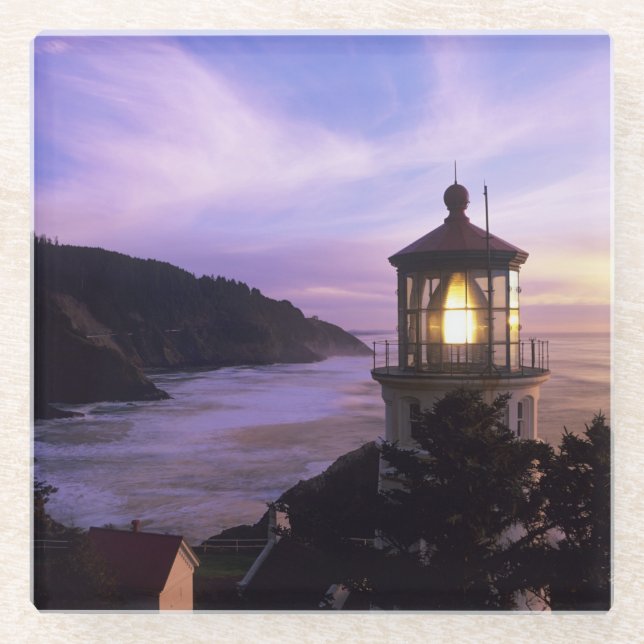 OR, Oregon Coast, Heceta Head Lighthouse on Glass Coaster (Front)