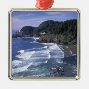 OR, Oregon Coast, Heceta Head Lighthouse, on Metal Ornament
