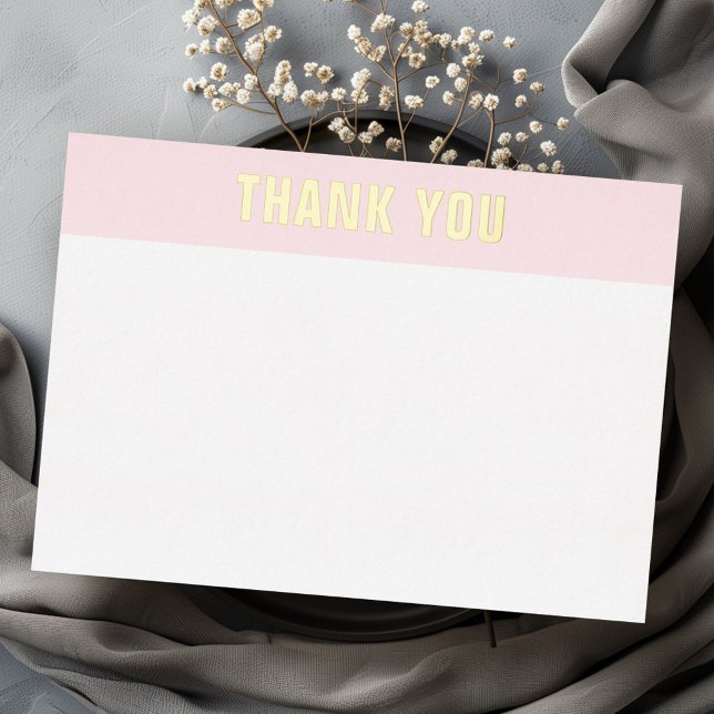 Or ou argent vrai feuille rose blanc carte de reme (Gold or silver real foil pink white thank you card)