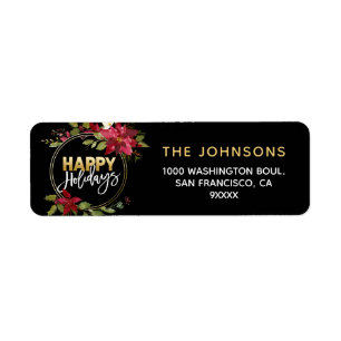 Or rouge de guirlande de houx de poinsettia bonnes