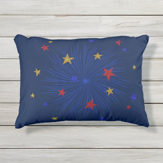 Or, Rouge, Étoiles Bleues, Coussin extérieur (Devant)