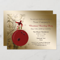 or rouge Fête corporative Bowling Invitation
