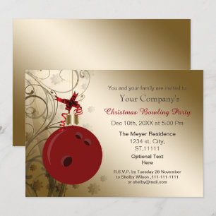 or rouge Fête corporative Bowling Invitation