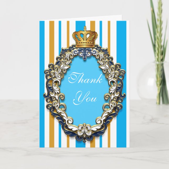 Or royal et carte élégante bleue de pli de Merci (Devant)