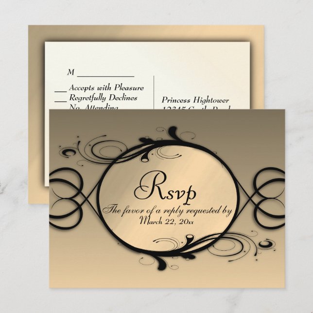 Or RSVP Fairytale Gold avec choix de menu  (Devant / Derrière)