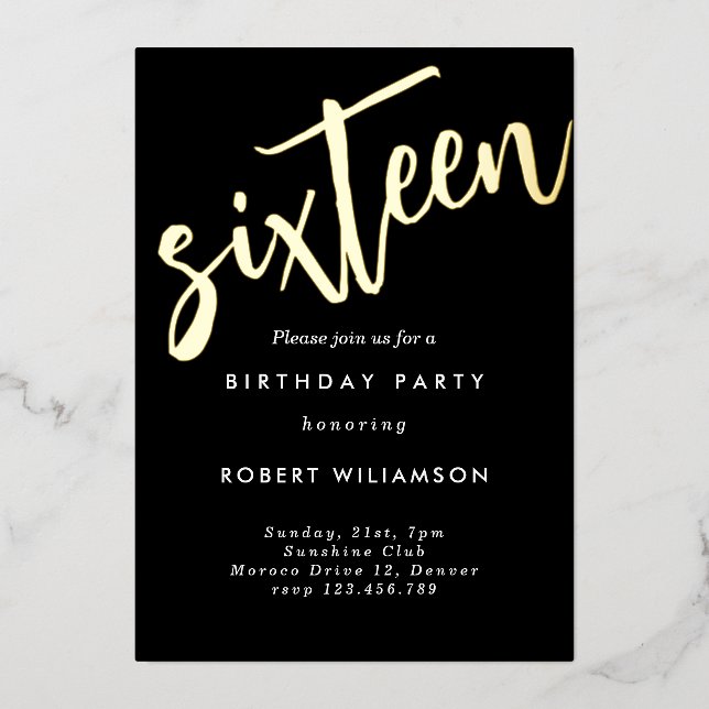 Or seize anniversaire invitation (Recto)