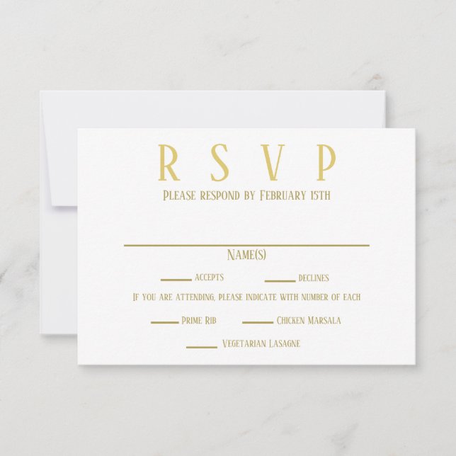 Or simple - RSVP/Dîner Choix Invitation (Devant)