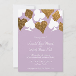 Or sur le faire-part de mariage pourpre lilas de