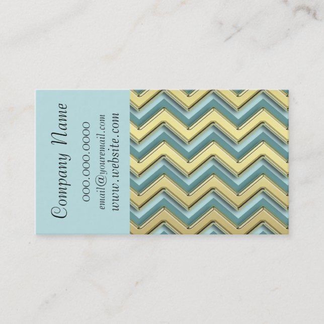 Or sur Turquoise ZigZag Carte de visite Motif (Devant)
