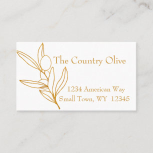 Or sur White Olive Branch Huile Carte de visite