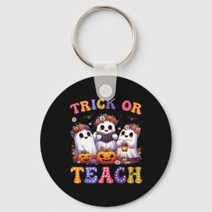 Or Teach Halloween Ghost Pumpkin Spooky Teacher Wo Keychain