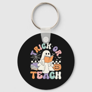 Or Teach Spooky Teacher Cute Ghost Read Book Hallo Keychain
