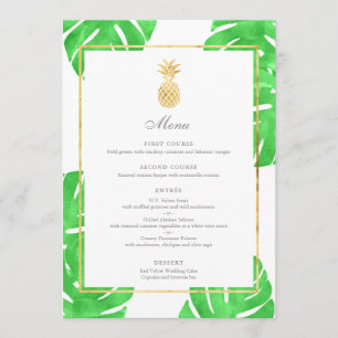 Or tropical d'ananas et menu vert de mariage