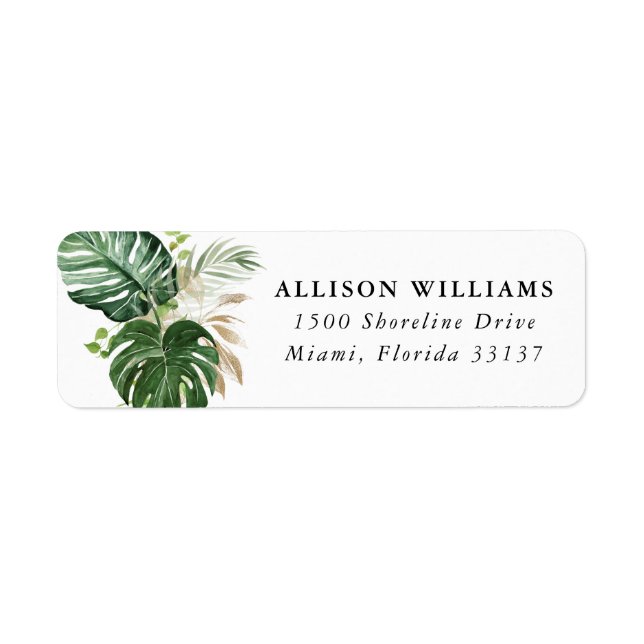 Or tropical | Étiquette d'adresse de retour (Devant)