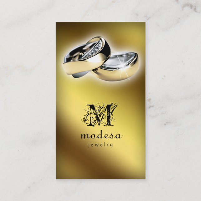 Or V de bagues de fiançailles de cartes de visite (Devant)