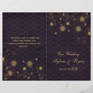or violet Snowflakes programmes de mariage pliés
