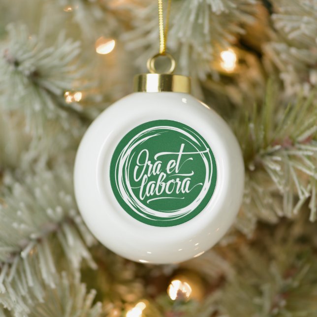 Ora et labora ceramic ball christmas ornament (Tree)