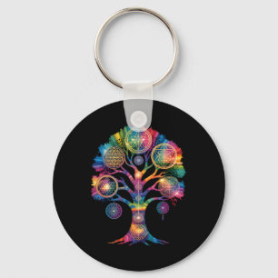 Oracle Discs Sacred Geometry Tree Mandala Chakra T Keychain