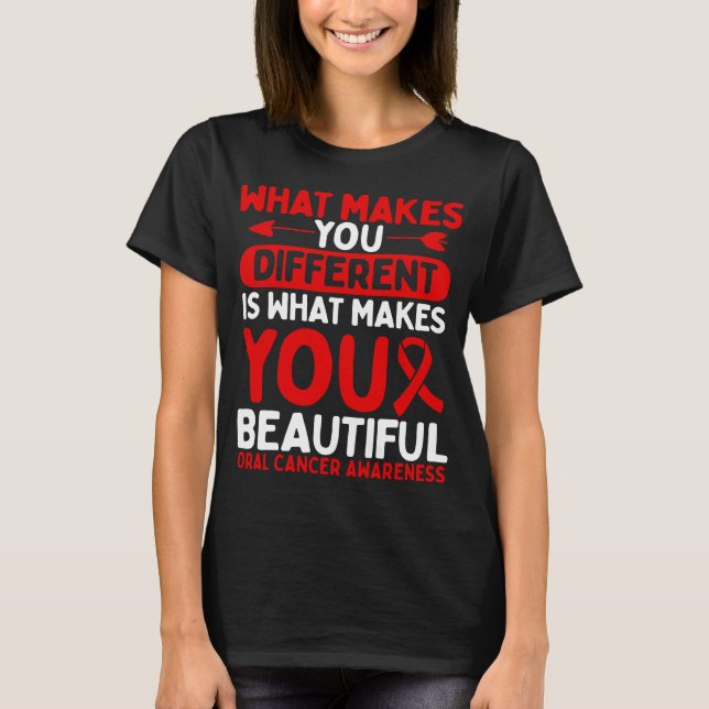 Oral Cancer Awareness Day Fighter Cancer Survivor T-Shirt (Front)