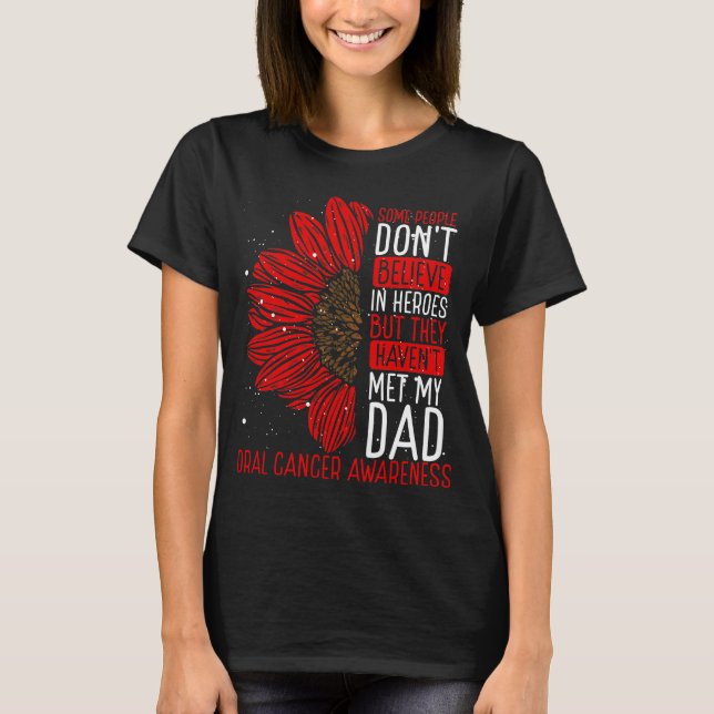 Oral Cancer Awareness Ribbon Dad Warrior T-Shirt (Front)