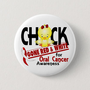 Oral Cancer Chick Gone Red And White 2 Inch Round Button