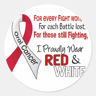 Oral Cancer I Proudly Wear Red and White 1 Classic Round Sticker