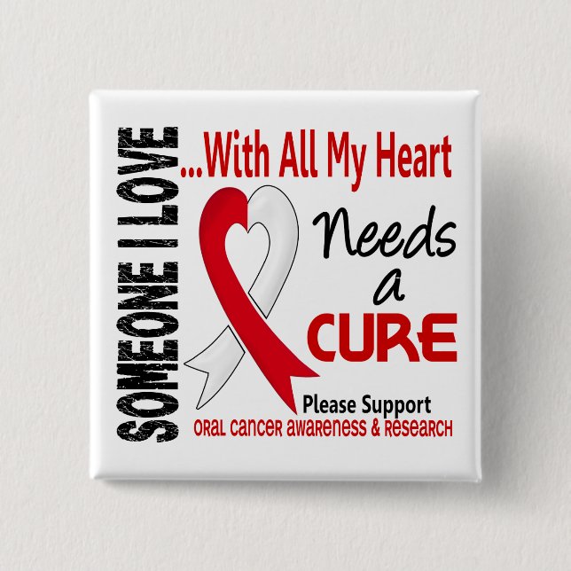Oral Cancer Needs A Cure 3 2 Inch Square Button (Front)