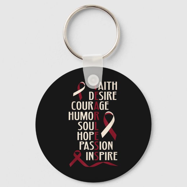 Oral Head Neck Cancer Awareness Fearless Keychain (Front)