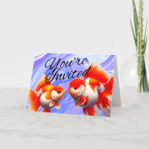 Oranda Goldfish Aquarium Fish Party Invitation 
