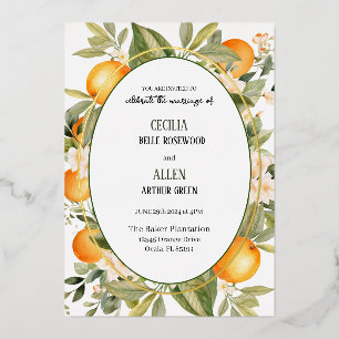 Orang Blossom Foil Invitation