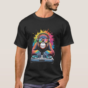 Orang Utan Monkey DJ Turntables EDM Synthesizer Ra T-Shirt