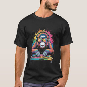 Orang Utan Monkey DJ Turntables EDM Synthesizer Ra T-Shirt