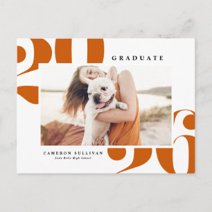 Orange 2025 Bold Typography Photo Graduation Invitation Postcard