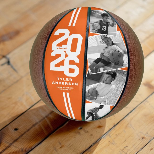 Orange 2025 Graduation Senior 4 Photo Basketball (Creator Uploaded)