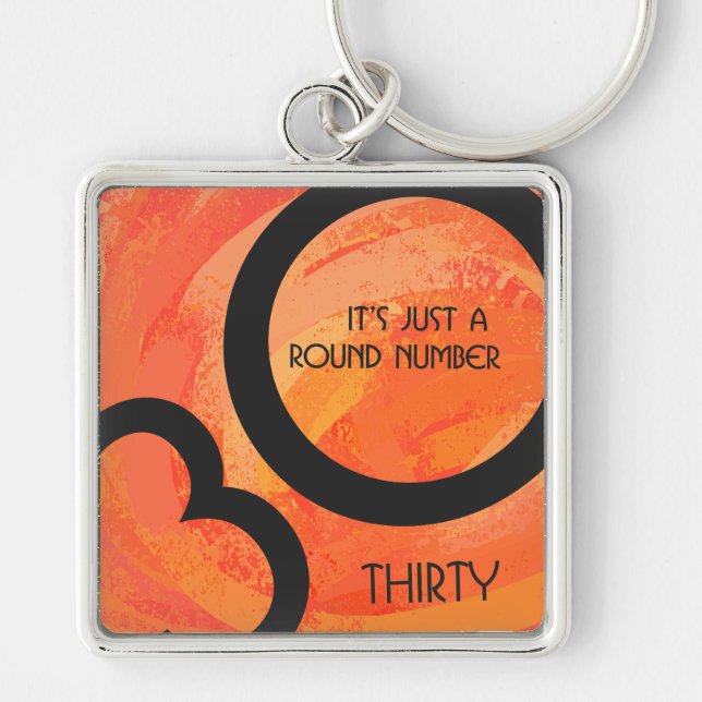 Orange 30 Decade Birthdday Keychain (Front)