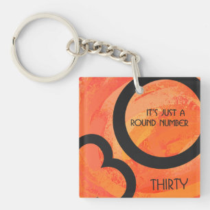 Orange 30 Decade Birthdday Keychain