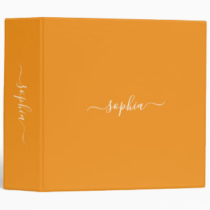 Orange 3 ring binder with Customizable Name