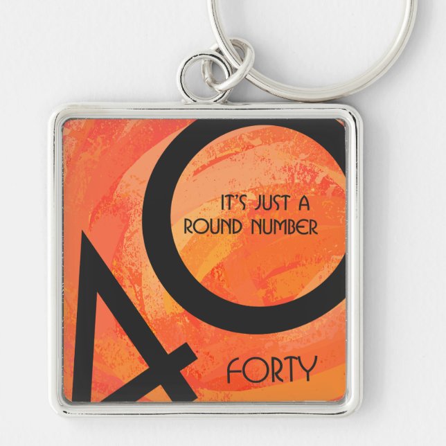 Orange 40 Decade Birthday Keychain (Front)