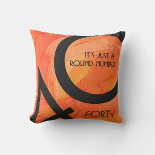 Orange 40 Decade Birthday Throw Pillow