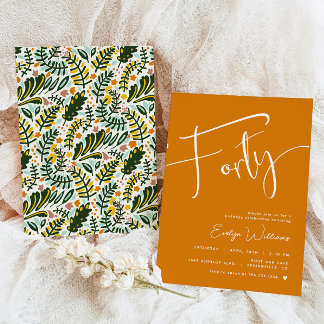 Orange 40th Birthday Invitation