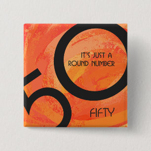 Orange 50 Decade Birthday 2 Inch Square Button