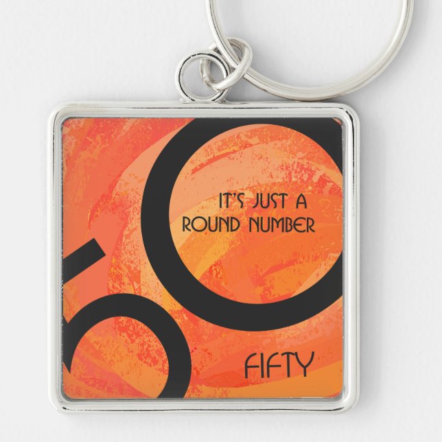 Orange 50 Decade Birthday Keychain (Front)