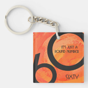 Orange 60 Decade Birthday Keychain