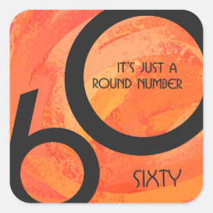 Orange 60 Decade Birthday Square Sticker