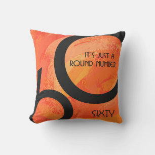 Orange 60 Decade Birthday Throw Pillow