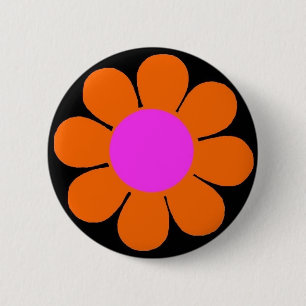 Orange 60's Flower Power Pin