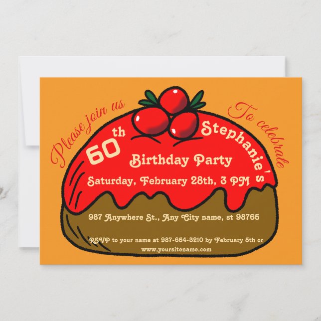 Orange 60th Birthday Party Choco Doughnut Dessert Invitation (Front)