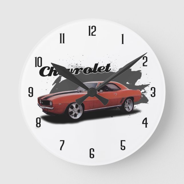 Orange 69 Camaro Round Clock (Front)