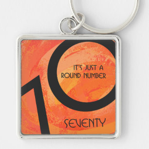 Orange 70 Decade Birthday Keychain
